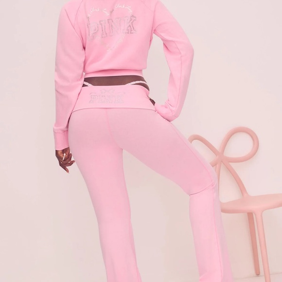 Victoria's Secret Pants - New LoveShackFancy x PINK  Cotton Foldover Flare Leggings W size Large